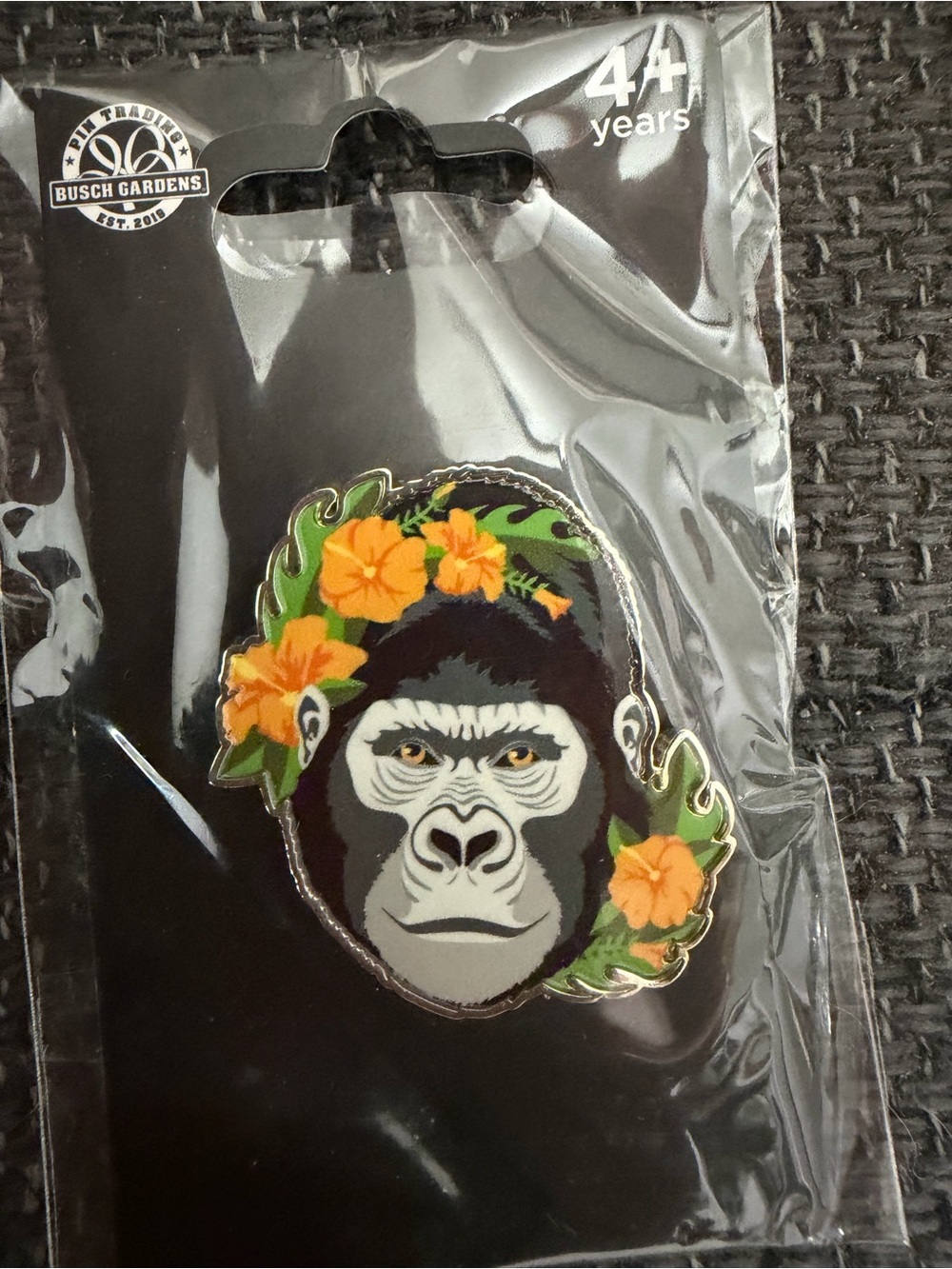 Busch Gardens Enamel Collectible Trading Pin Gorilla Head with Floral